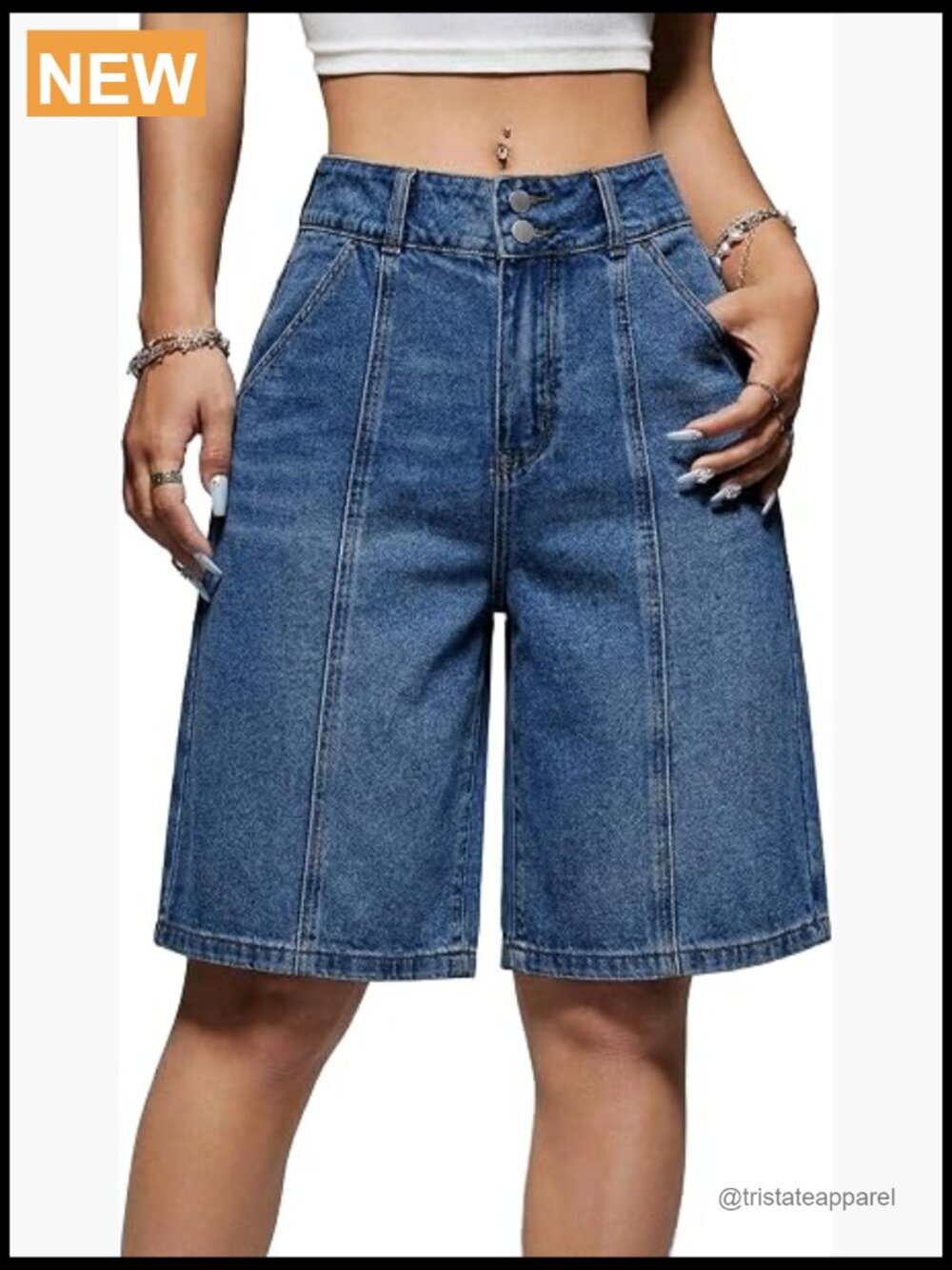 High Waist Baggy Denim Jorts 4 Pockets Y2K Summer Streetwear